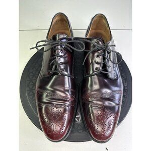Bally Men Sz 8.5 D Burgundy Leather Lace Up Wingtip Oxford Dress Shoes